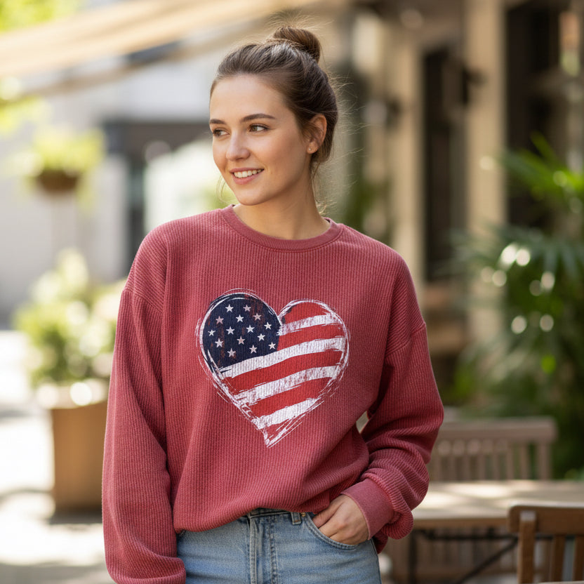 American Heart CozyCord Crewneck Sweater
